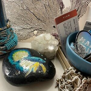 Hand-Painted Fish on Black Stone